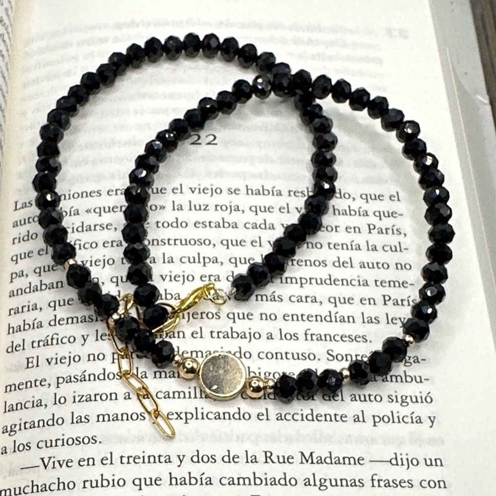 Onyx Black and Gold Beaded Necklace